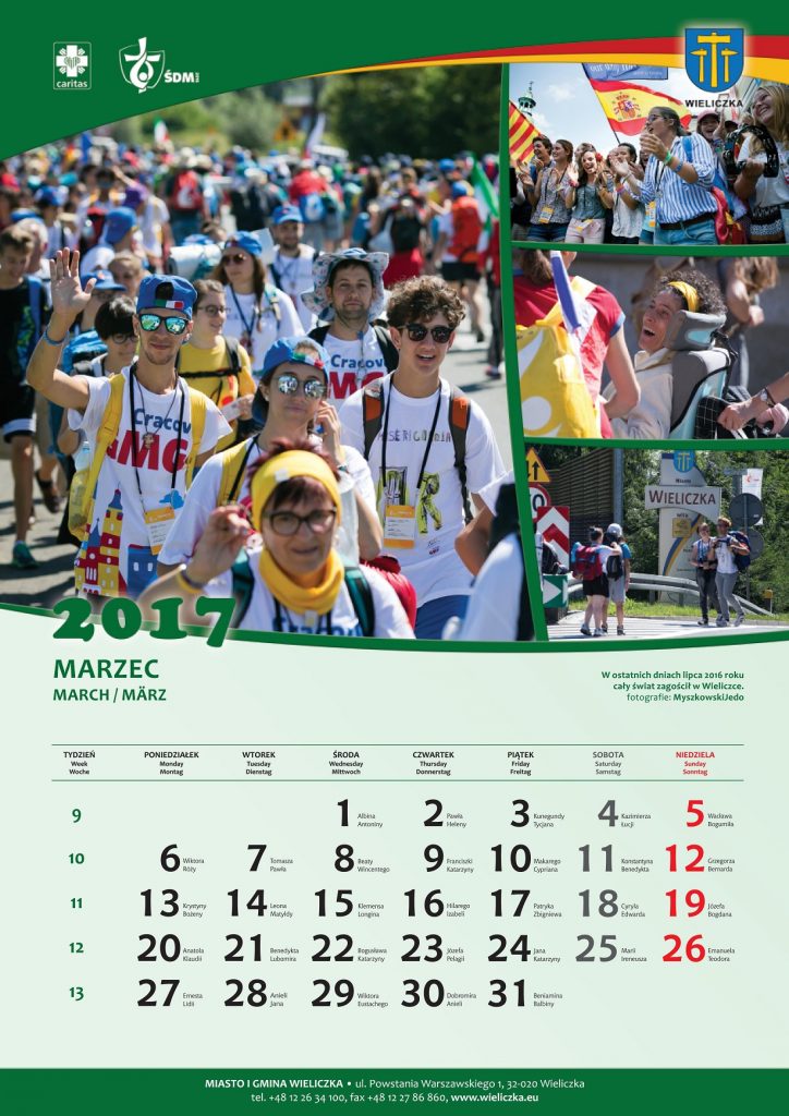 Kalendarz ŚDM na rok 2017